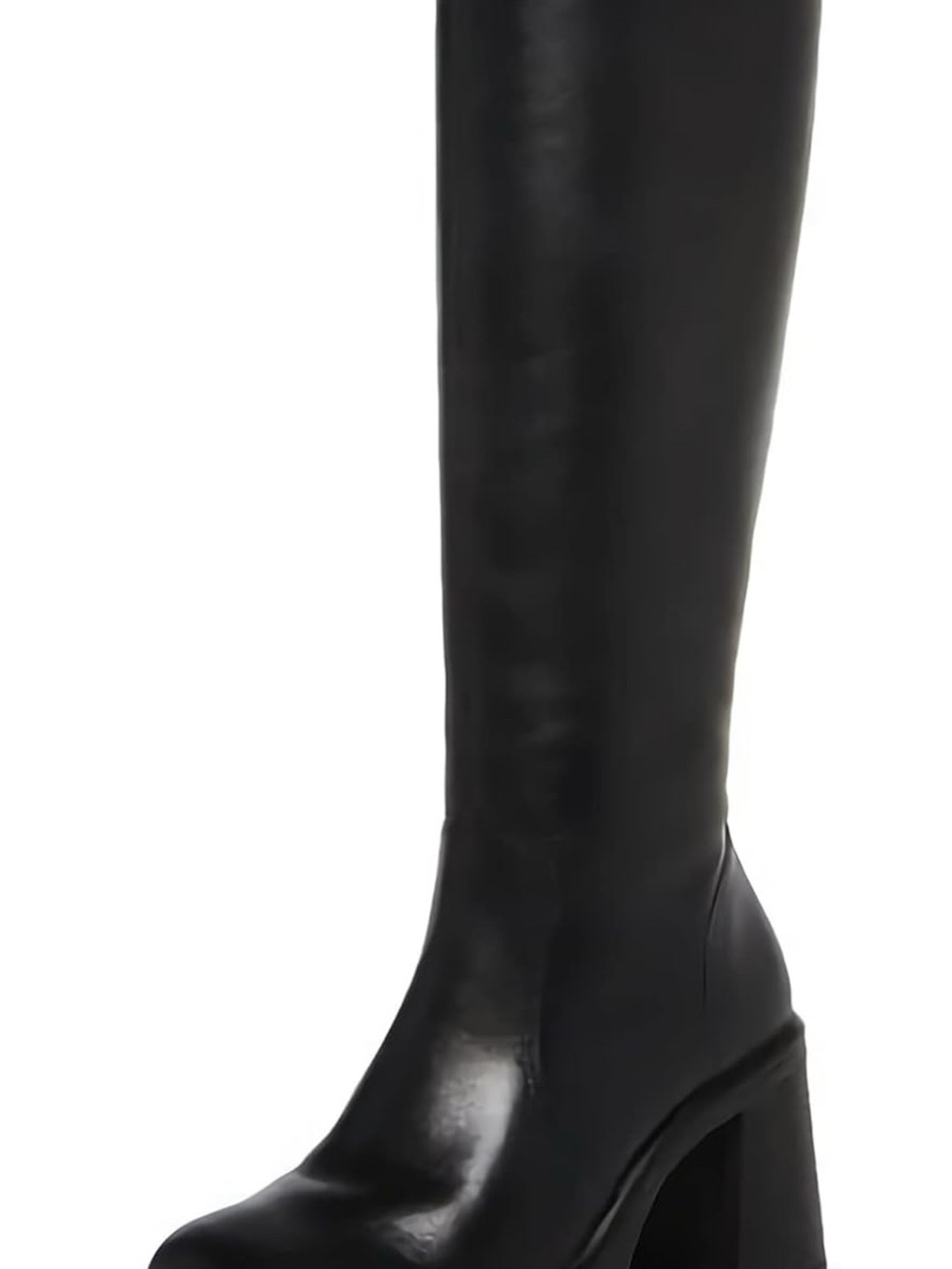 Classic Black Knee-High Platform Boot - Women's